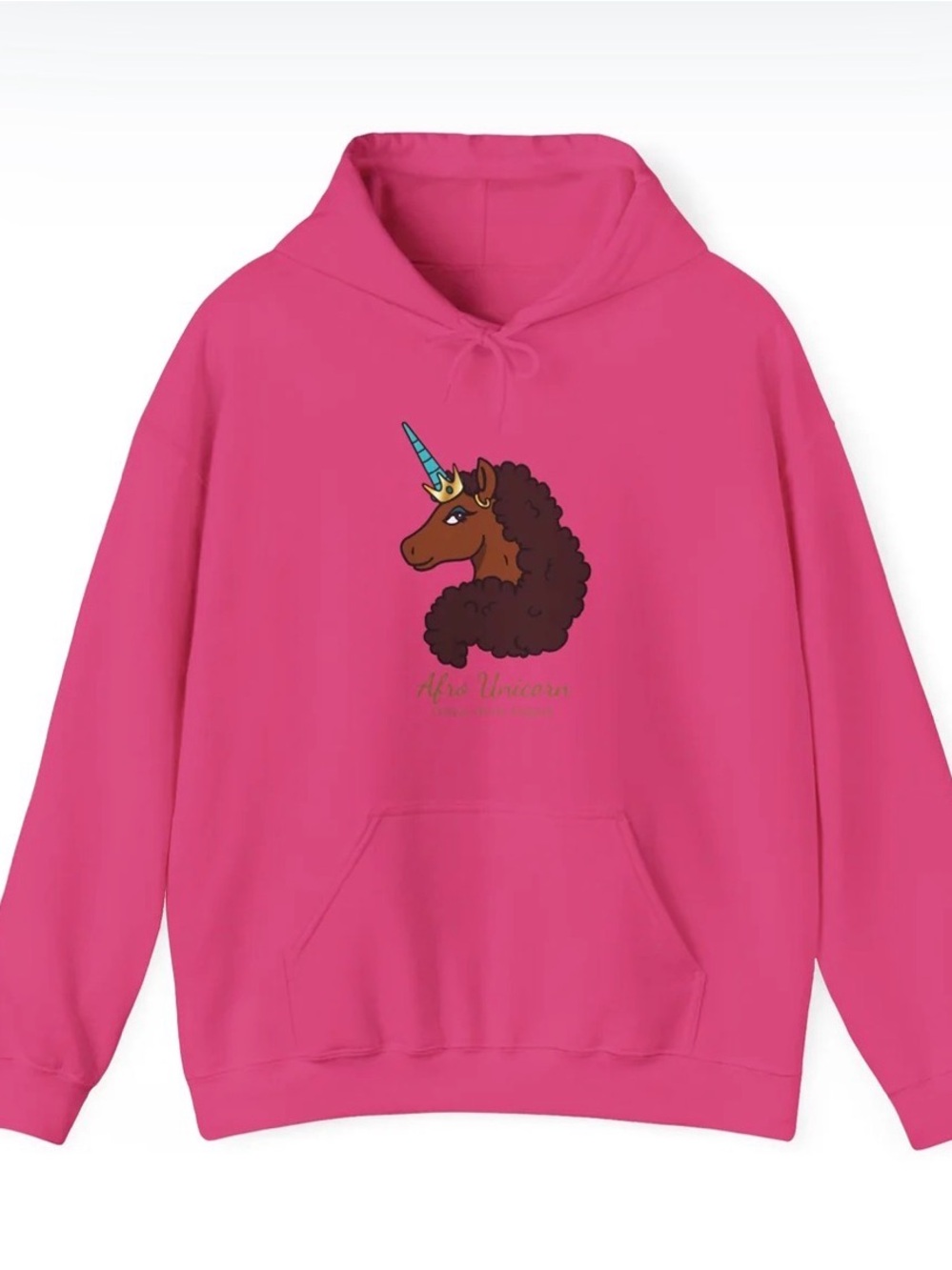 Gildan Hot Pink Afro Unicorn Pullover Hoodie